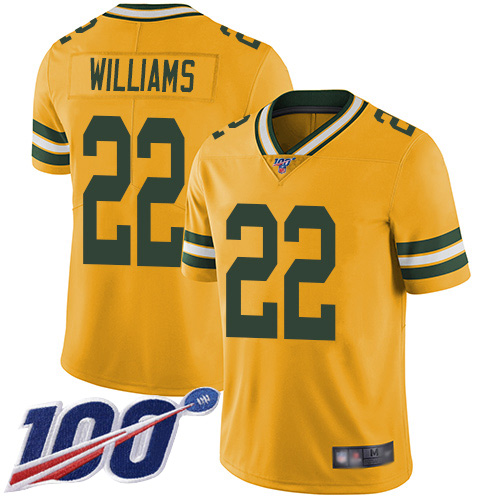 Green Bay Packers Limited Gold Men 22 Williams Dexter Jersey Nike NFL 100th Season Rush Vapor Untouchable